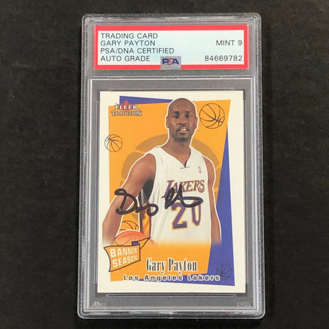 2003-04 Fleer Tradition #259 Gary Payton Signed Card AUTO 9 PSA Slabbed Lakers