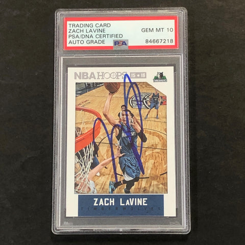 2015-16 NBA Hoops #250 Zach LaVine Signed Card AUTO 10 PSA Slabbed Timberwolves
