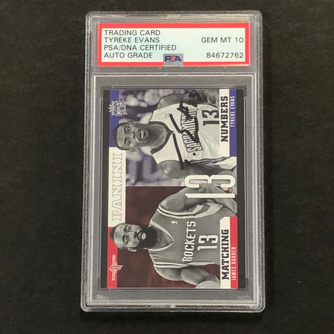 2012-13 Panini Matching Numbers #8 Tyreke Evans Signed Card AUTO 10 PSA Slabbed Rockets/Kings