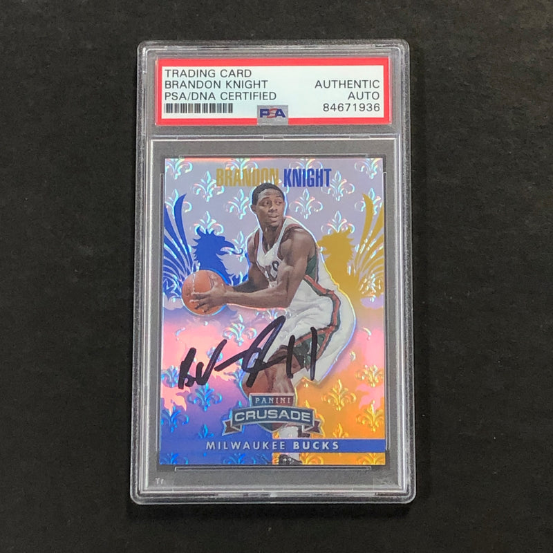 2013-14 Panini Crusade #147 Brandon Knight Signed Card AUTO 10 PSA Slabbed Bucks