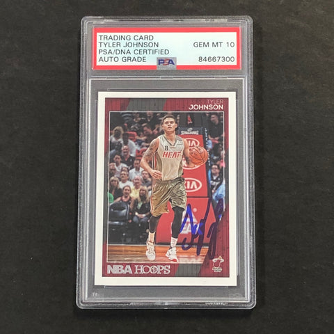 2016-17 NBA Hoops #188 Tyler Johnson Signed Card AUTO 10 PSA Slabbed Heat