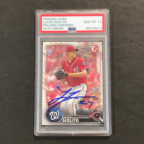 2016 Bowman Prospects #BP150 Lucas Giolito Signed Card PSA Slabbed Auto 10 Nationals