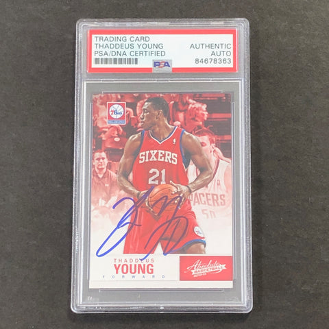 2012-13 Panini Absolute #94 Thaddeus Young Signed Card PSA Slabbed 76ers