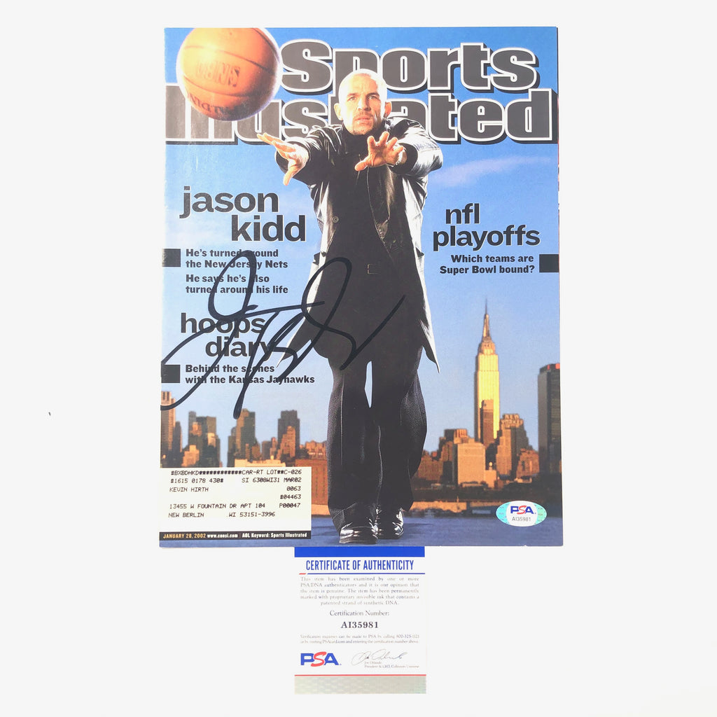 Jason Kidd Autographed Signed Framed New Jersey Nets Jersey PSA