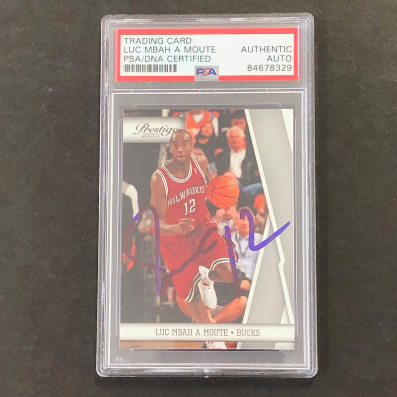 2010-11 Panini Prestige #64 Luc Mbah a Moute Signed Card AUTO PSA Slabbed Bucks