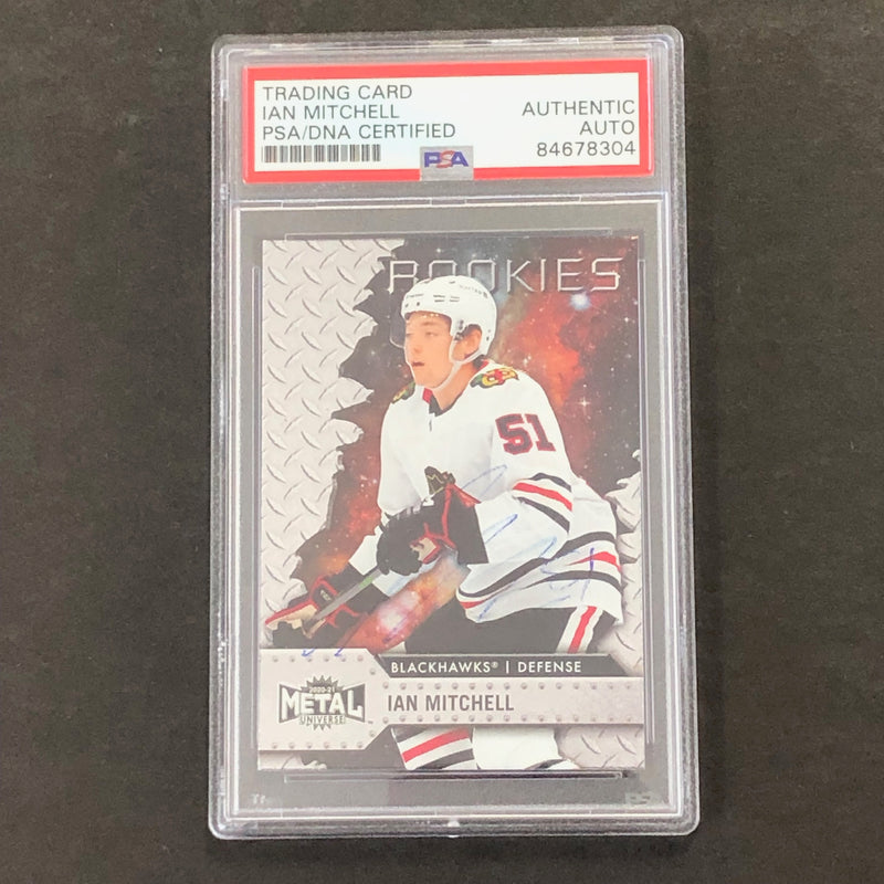 2020-21 NHL Skybox Metal Universe #139 Ian Mitchell Signed Card AUTO PSA slabbed Blackhawks