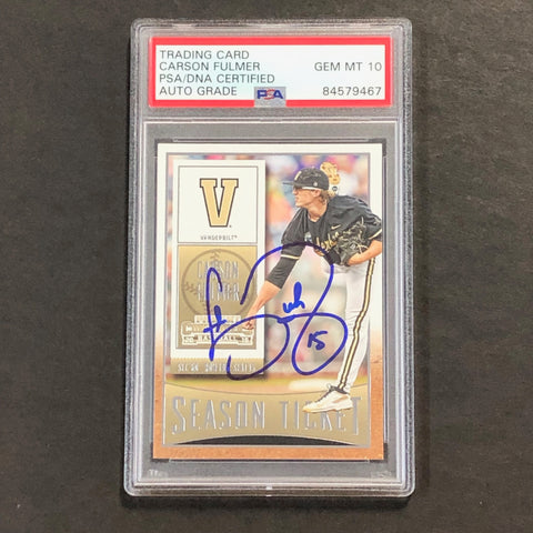 2015 Panini Contenders Season Ticket #24 Carson Fulmer Signed Card PSA Slabbed Auto 10 Vanderbilt