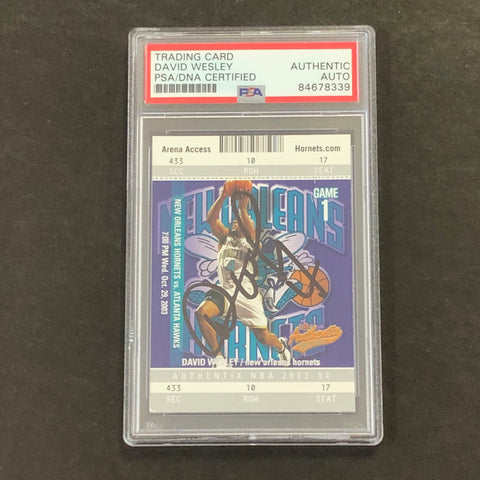 2003-04 Fleer Skybox #2 David Wesley Signed Card PSA Slabbed Hornets