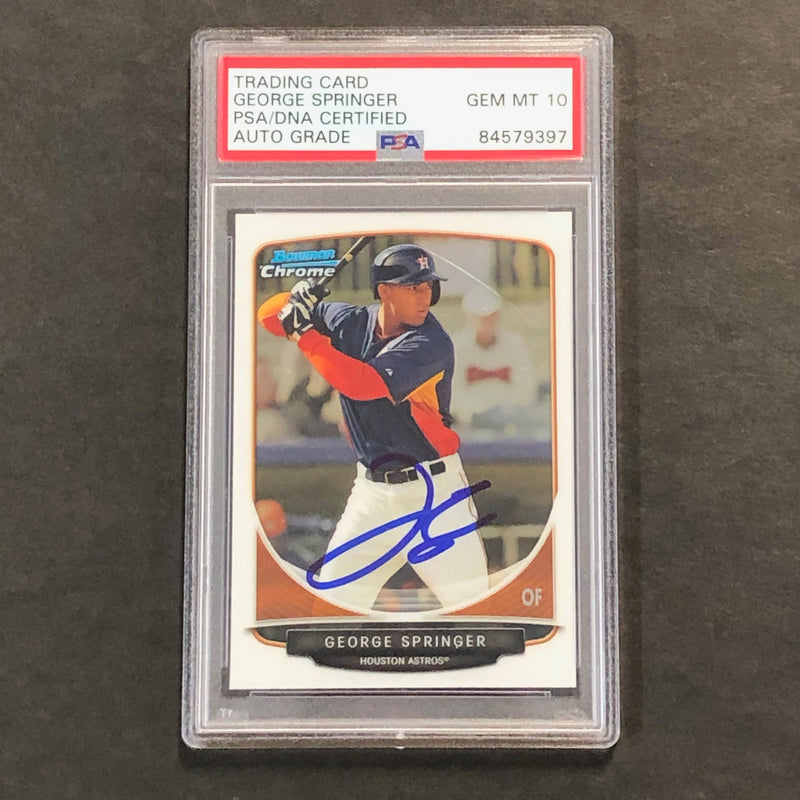 2013 Bowman Chrome #TP20 George Springer Signed Card PSA Slabbed Auto 10 Astros