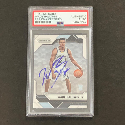 2016-17 Panini Prizm #68 Wade Baldwin IV Signed Card PSA Slabbed Grizzlies