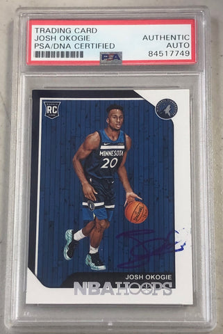 2018-19 NBA Hoops #276 Josh Okogie Signed Rookie Card AUTO PSA Slabbed RC Timberwolves