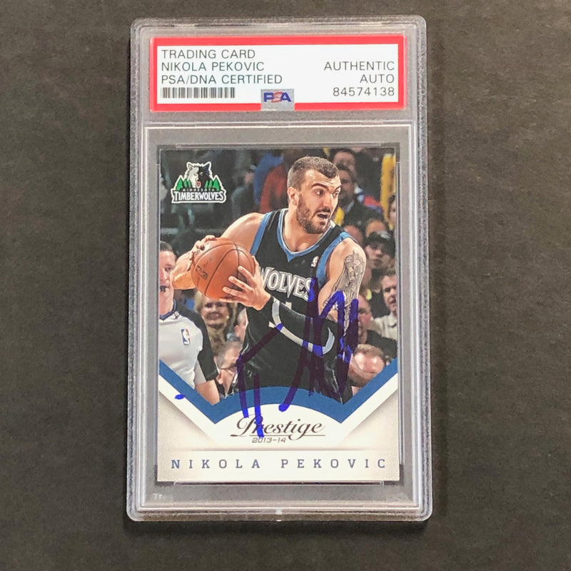 2013-14 Panini Prestige #98 Nikola Pekovic Signed Card PSA Slabbed Timberwolves