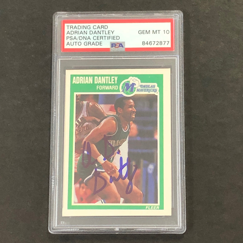 1989-99 Fleer #33 Adrian Dantley Signed Card AUTO 10 PSA Slabbed Mavericks