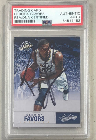 2012-13 Absolute Basketball #18 Derrick Favors Signed Card AUTO PSA Slabbed Jazz