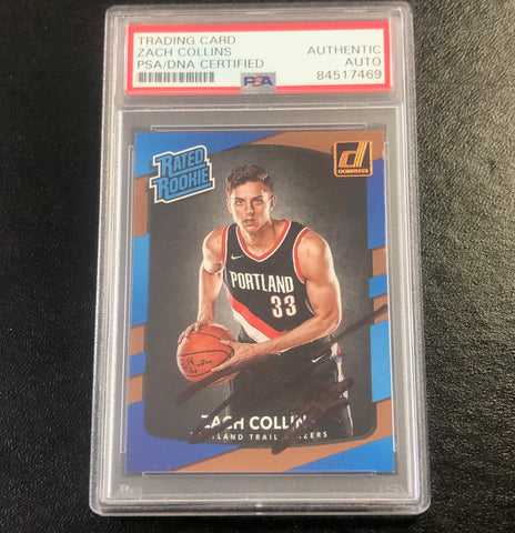2017-18 Donruss Rated Rookie #191 ZACH COLLINS Signed Card AUT0 PSA Slabbed RC Blazers