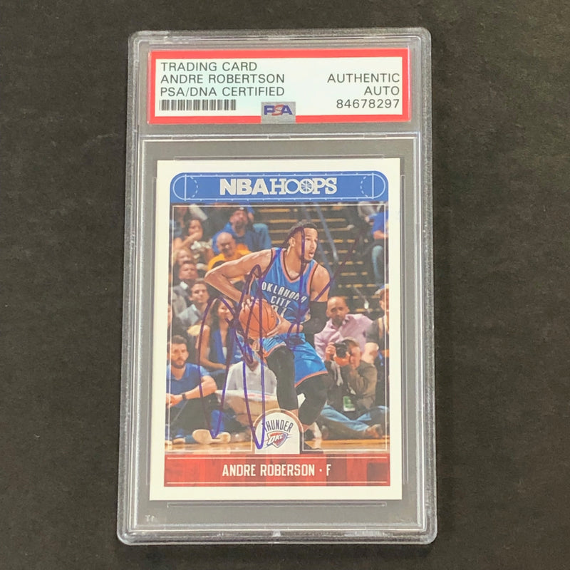 2017-18 NBA Hoops #213 Andre Roberson Signed Card AUTO PSA Slabbed Thunder