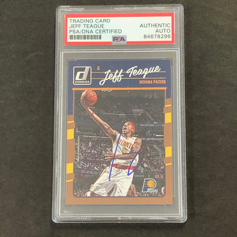2016-17 Donruss Basketball #91 Jeff Teague Signed Card AUTO PSA Slabbed Pacers