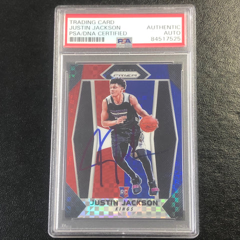2017-18 Panini Prizm Red White & Blue #27 JUSTIN JACKSON Signed Card AUTO PSA Slabbed RC Kings