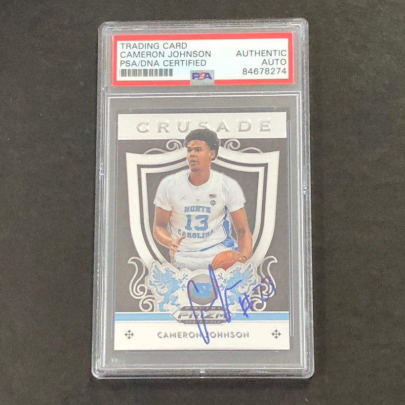 2019-20 Panini Prizm Draft Picks #32 Cameron Johnson Signed Card PSA Slabbed Auto Tar Heels