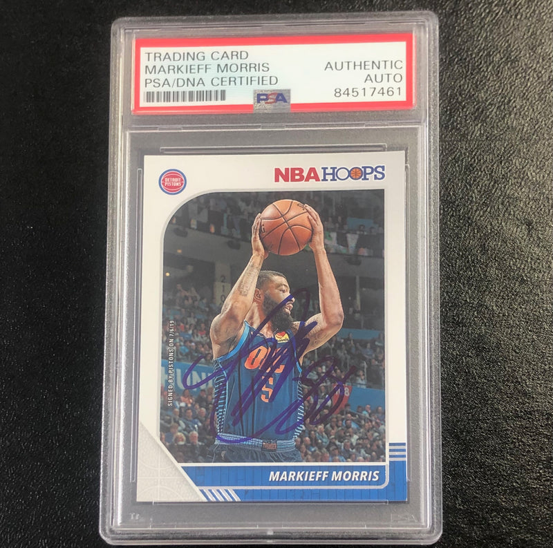 2019-20 NBA Hoops #136 Markieff Morris Signed Card AUTO PSA Slabbed Pistons