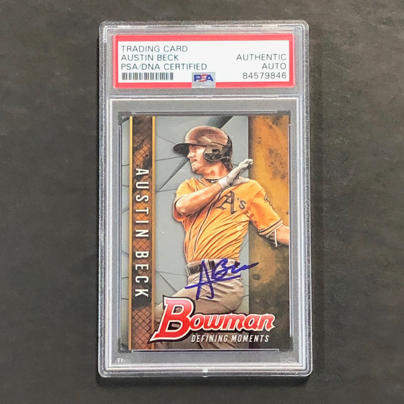 2017 BOWMAN Defining Moments #BDM-AB AUSTIN BECK Signed Card PSA Slabbed Auto A's