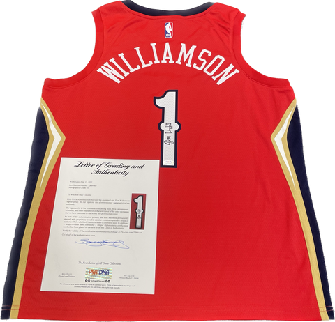 Zion Williamson Signed Jersey PSA/DNA LOA Auto 10 Pelicans Autographed