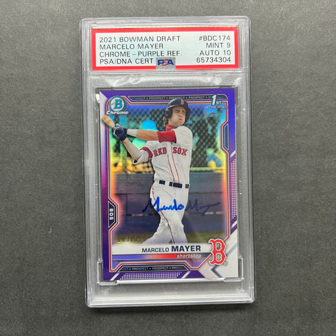 2021 Bowman Chrome 1st Purple #BDC-174 Marcelo Mayer Signed Card PSA 9 AUTO 10 RC