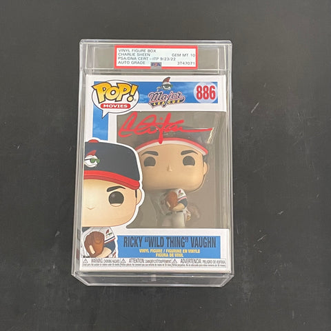 Charlie Sheen Signed Funko Pop Major League Ricky "Wild Thing" Vaughn PSA/DNA Auto 10