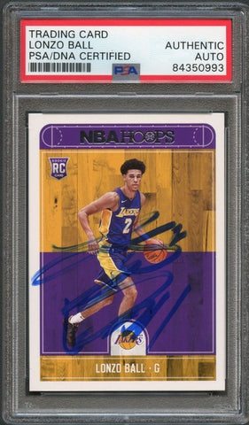 2017-2018 NBA HOOPS #252 LONZO BALL Signed Card AUTO PSA Slabbed Lakers RC