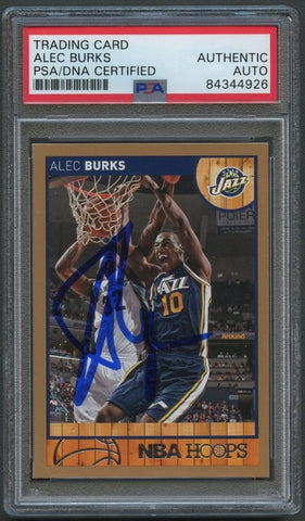 2013-14 NBA Hoops #165 Alec Burks Signed Card AUTO PSA Slabbed Jazz