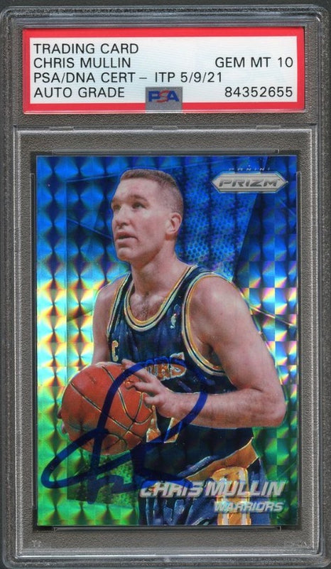 2014-15 Prizm Blue and Green Mosaic #244 Chris Mullin Signed Card AUTO Grade 10 PSA Slabbed Warriors