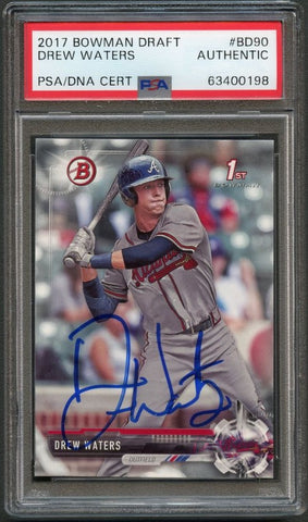 2017 Bowman Draft #BD-90 Drew Waters Signed Card PSA Slabbed Auto Braves