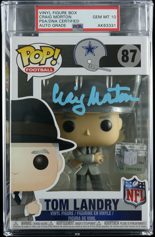 Craig Morton Signed Tom Landry Funko Pop PSA/DNA Encapsulated AUTO 10 Dallas Cowboys