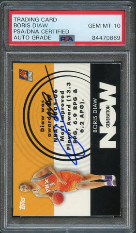 2007-08 Topps Generation Now #GN25 Boris Diaw Signed Card AUTO 10 PSA Slabbed RC