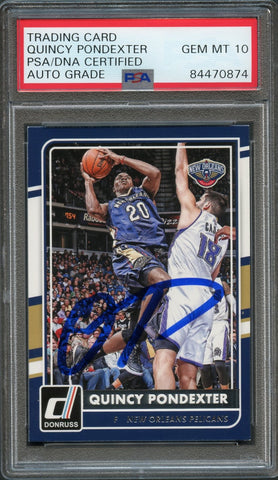 2015-16 Donruss Basketball Card #45 Quincy Pondexter signed card PSA/DNA Pelicans Auto 10