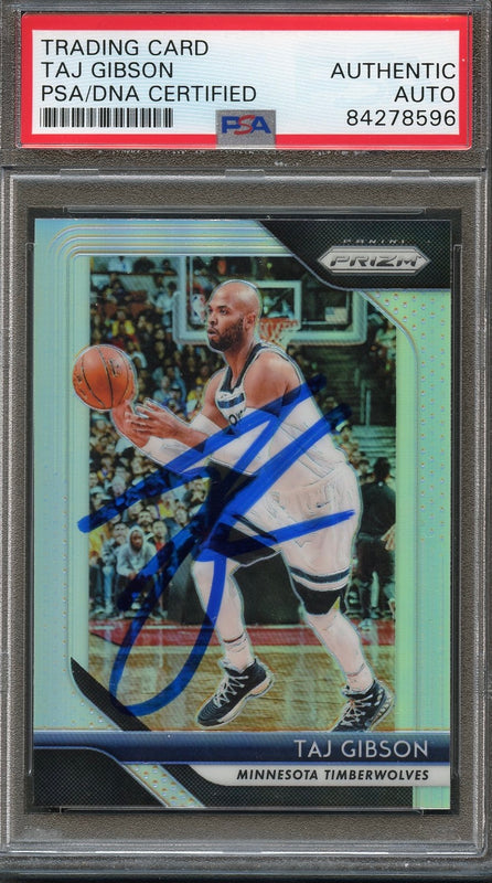 2018 Panini Prizm Silver NBA #97 Taj Gibson Signed Card AUTO PSA Slabbed Timberwolves