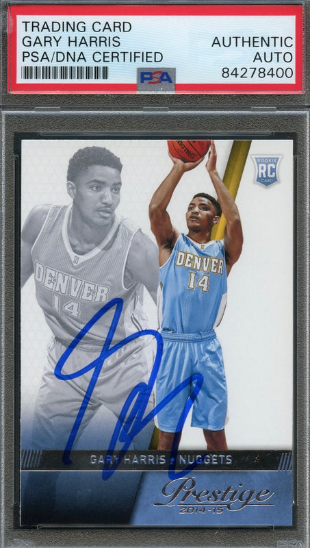 2014 Panini NBA Hoops #177 Gary Harris Signed Card AUTO PSA Slabbed Nuggets RC