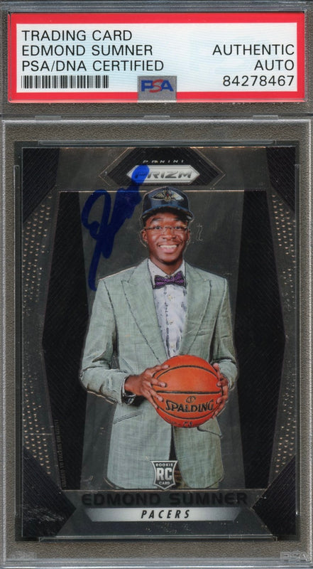 2017 Panini NBA Hoops #227 Edmond Sumner Signed Card AUTO PSA Slabbed Pacers