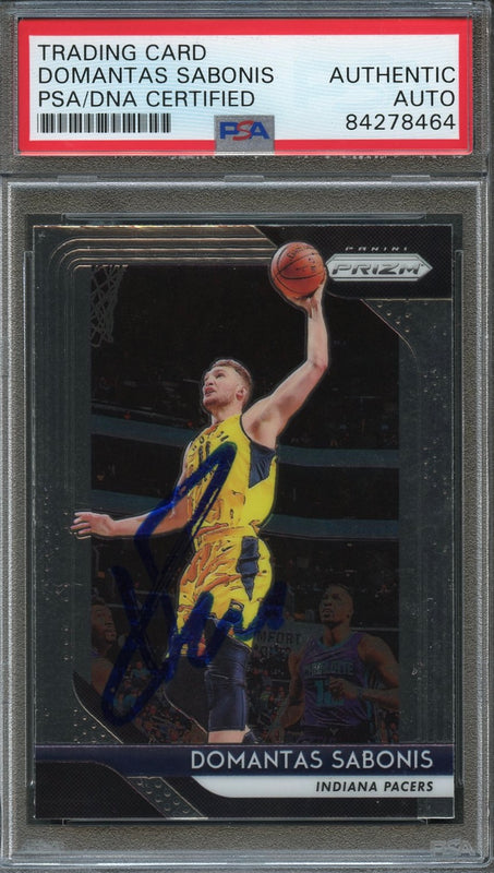 2018 Panini NBA Hoops #174 Domantas Sabonis Signed Card AUTO PSA Slabbed Pacers