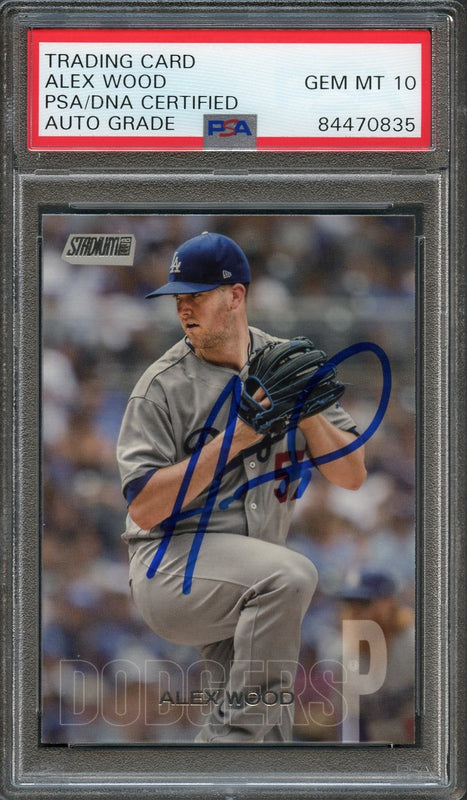 2018 Topps Stadium Club #264 Alex Wood Signed Card AUTO 10 PSA Slabbed Dodgers