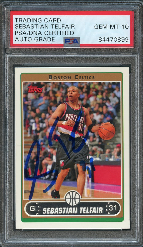 2006-07 Topps #14 Sebastian Telfair Signed Card AUTO 10 PSA/DNA Slabbed Boston Celtics