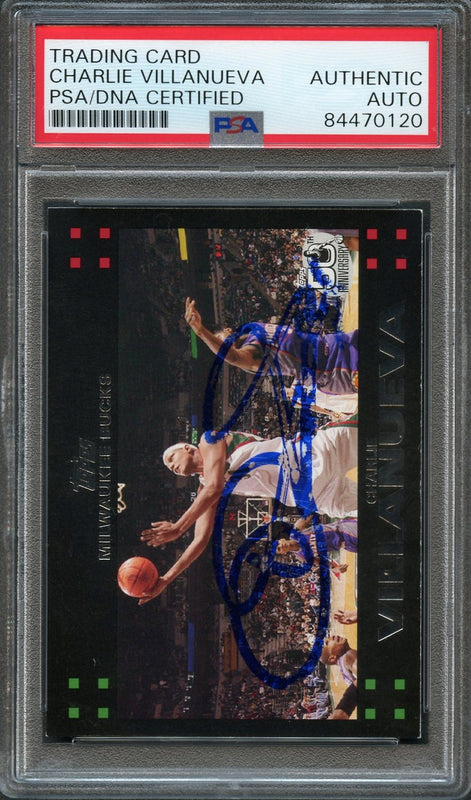 2007 Topps #89 Charlie Villanueva Signed Card AUTO PSA/DNA Slabbed Bucks