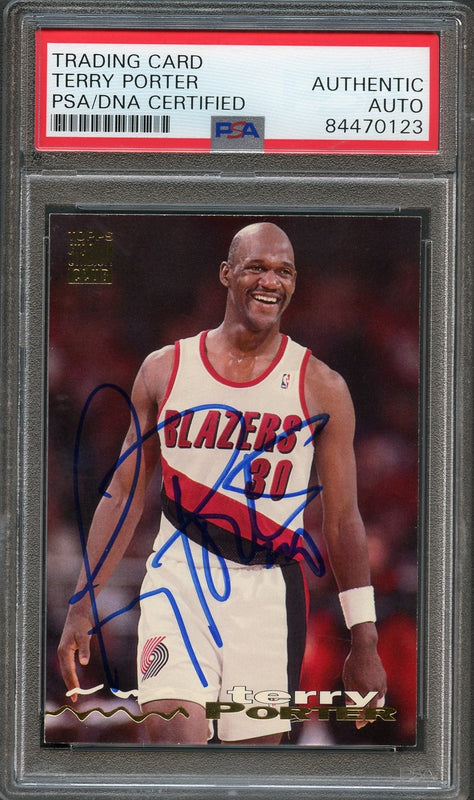 1993-94 Topps Stadium Club #219 Terry Porter Signed Card AUTO PSA Slabbed Trail Blazers