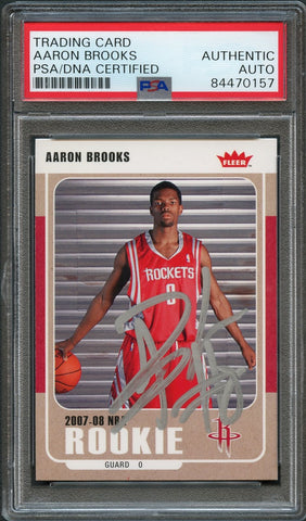 2007-08 Fleer #218 Aaron Brooks Signed Card AUTO PSA/DNA Slabbed Rockets