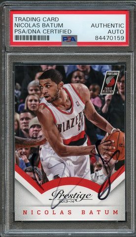 2013-14 Panini Prestige #12 Nicolas Batum Signed Card AUTO PSA Slabbed Blazers