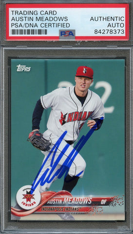 2018 Topps #24 Austin Meadows Signed Card PSA Slabbed Auto Indianapolis