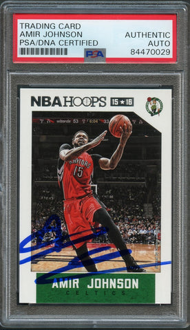 2015-16 NBA Hoops #95 Amir Johnson Signed Card AUTO PSA Slabbed Celtics