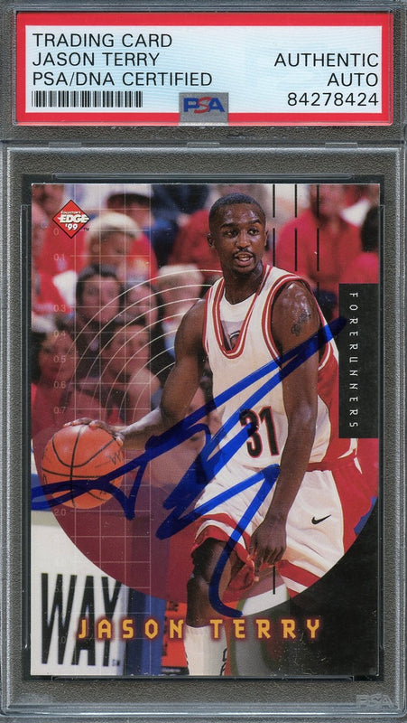 1999 Edge #9 Jason Terry Signed Card AUTO PSA Slabbed Hawks