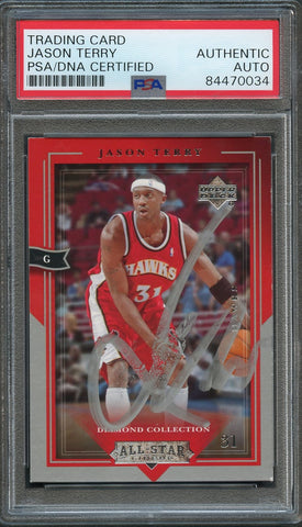 2004-05 Upper Deck All-Star Lineup #1 Jason Terry Signed Card AUTO PSA Slabbed Hawks