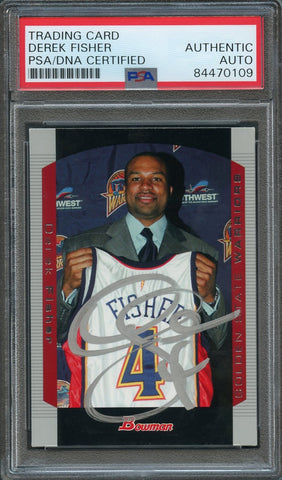 2004-05 Bowman #46 Derek Fisher Signed Card AUTO PSA Slabbed Warriors